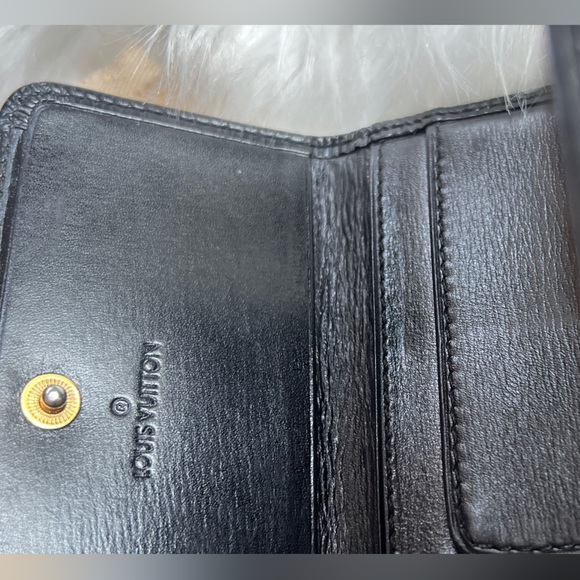 Authentic LOUIS VUITTON Elise Wallet Black Epi Leather Compact Trifold LO1910 - Picture 5 of 13